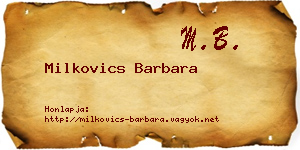 Milkovics Barbara névjegykártya